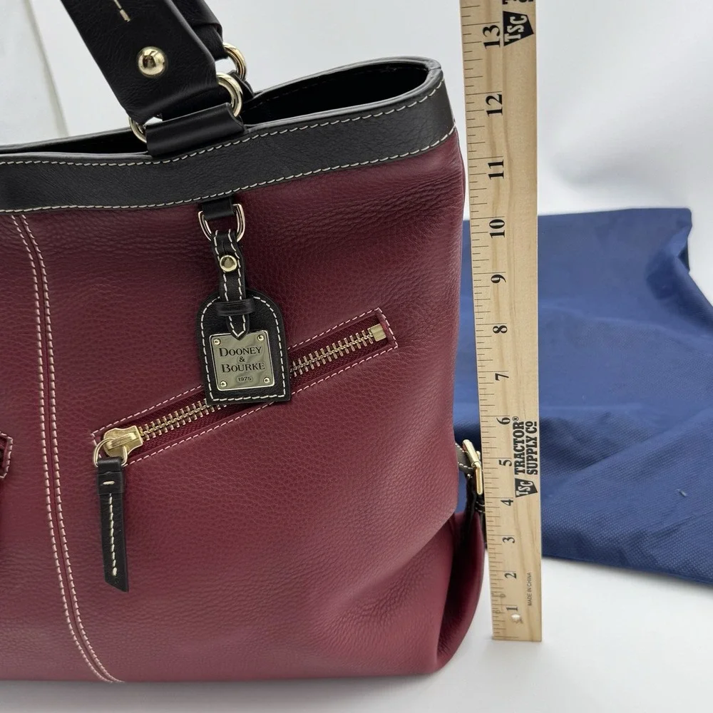 Dooney & Bourke Purse Red Pebbled‎ Leather w/ Black Handles Includes Dust Bag